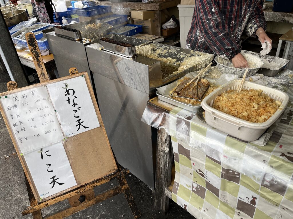 関西空港近く・子連れにおすすめな観光スポット　田尻日曜朝市に出店している天ぷら店